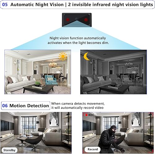 Miniatura 6 de Cámara oculta Mini cámara espía 1080P pequeña cámara de seguridad, Pequeña cámara portátil, Cámara de niñera encubierta, Cámaras de seguridad de
