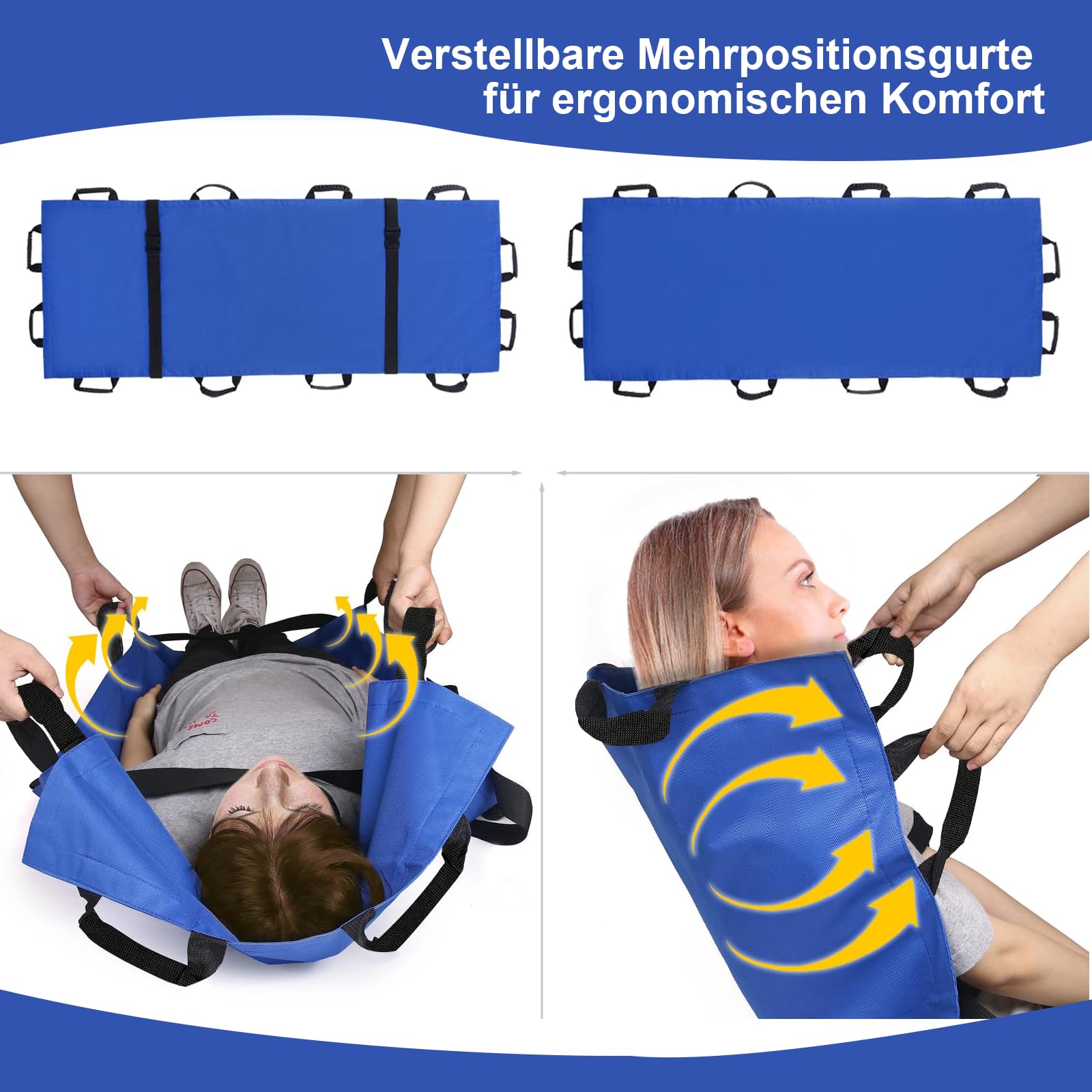 Rettungstuch Krankentrage Oxford Faltbare Trage mit Griffen Sicherheitsgurte und Schultergurte für Krankenhäuser Kliniken Sportstätten Krankenwagen(180 x 70 cm)