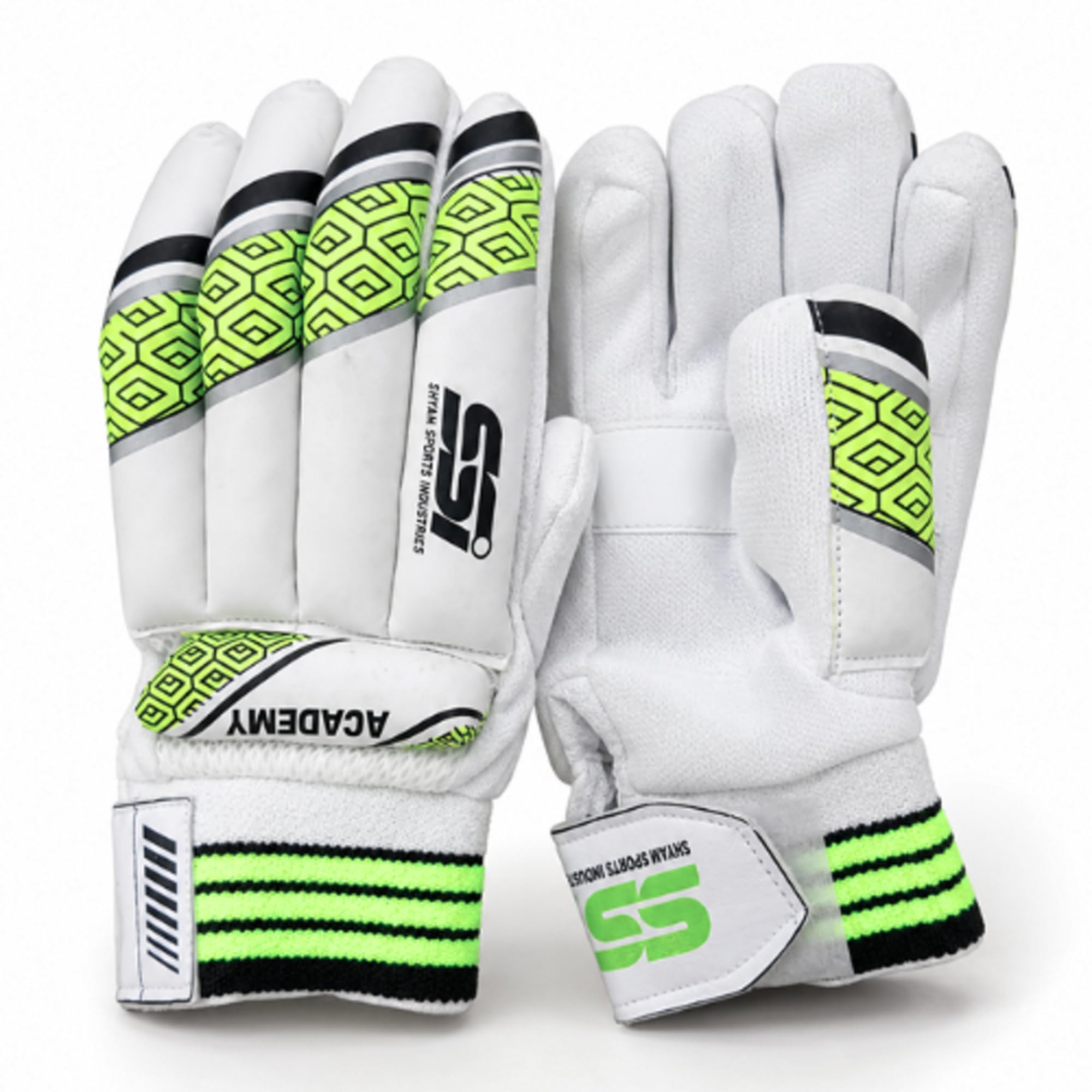 SSI Academy Full Size Batting Gloves - Neon Green | Cricket Batting Gloves with Palm Grip, Comfortable Fit for Practice & Matches Lightweight Design, Finger Protection-image-9