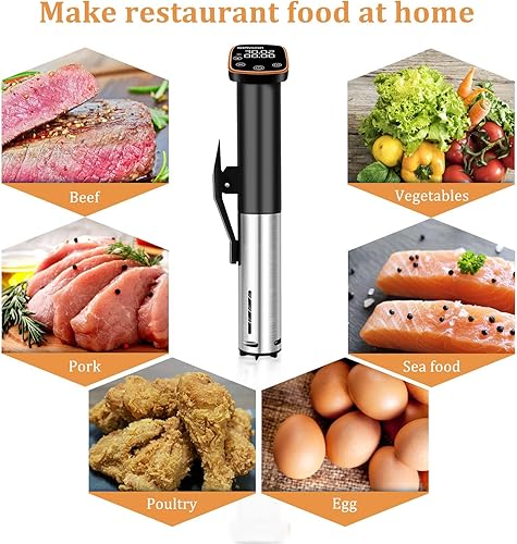 Miniatura 7 de Sixfivsevn Sous Vide - Olla de precisión, máquina de cocción de circulación de inmersión con control táctil, temperatura precisa, bajo ruido,