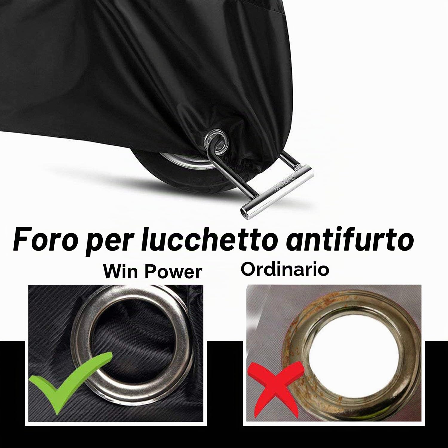 WinPower Copri Moto Copertura Impermeabile A prova di vento Anti polvere Pioggia UV Interno All'aperto Protezione con Lock-holes Borsa di stoccaggio 295 x 110 x 140cm, Extra Grande 4XL