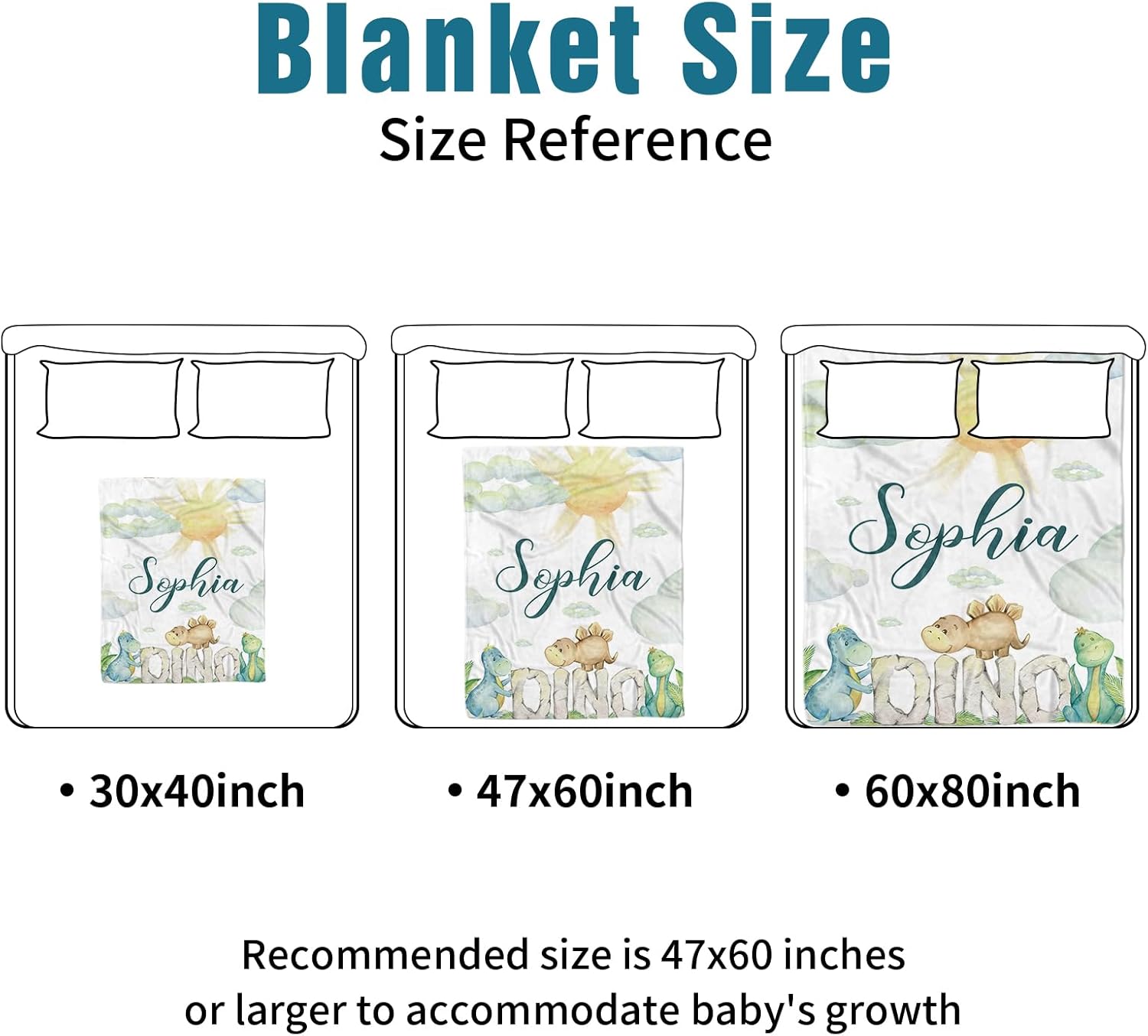 Custom Name Crib Bedding Set for Infant Baby, Personalized Nursery Decor Dinosaur Baby Blanket Fitted Crib Sheet Changing Pad Cover 3 Pcs, A Great Gift