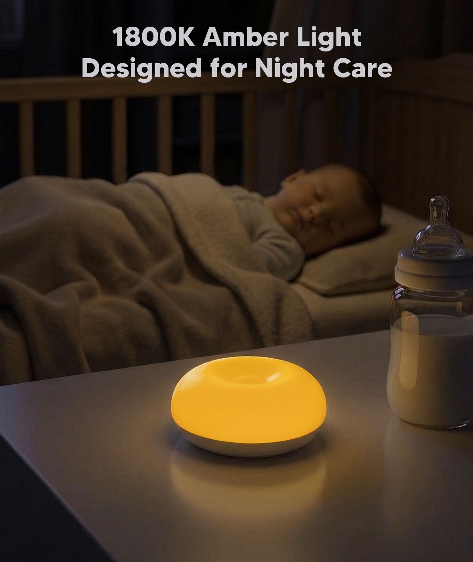 Bakzon Luce notturna per bambini, senza luce blu, lampada da notte per l'allattamento al seno, morbida luce notturna in silicone senza BPA con temperatura a 3 colori, cura degli occhi, design a