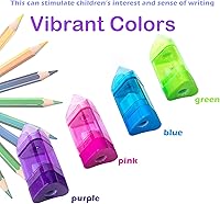 Vista 5 de 20 PCS Manual Pencil Sharpener with Eraser-2 in 1 Single Hole Triangular Shape Handheld Crayon Sharpener with Receptacle and Eraser for School