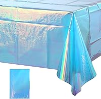 Vista 27 de Paquete de 3 manteles de plástico iridiscentes con auto de carreras, desechables, brillantes con láser rojo y negro, mantel rectangular de aluminio