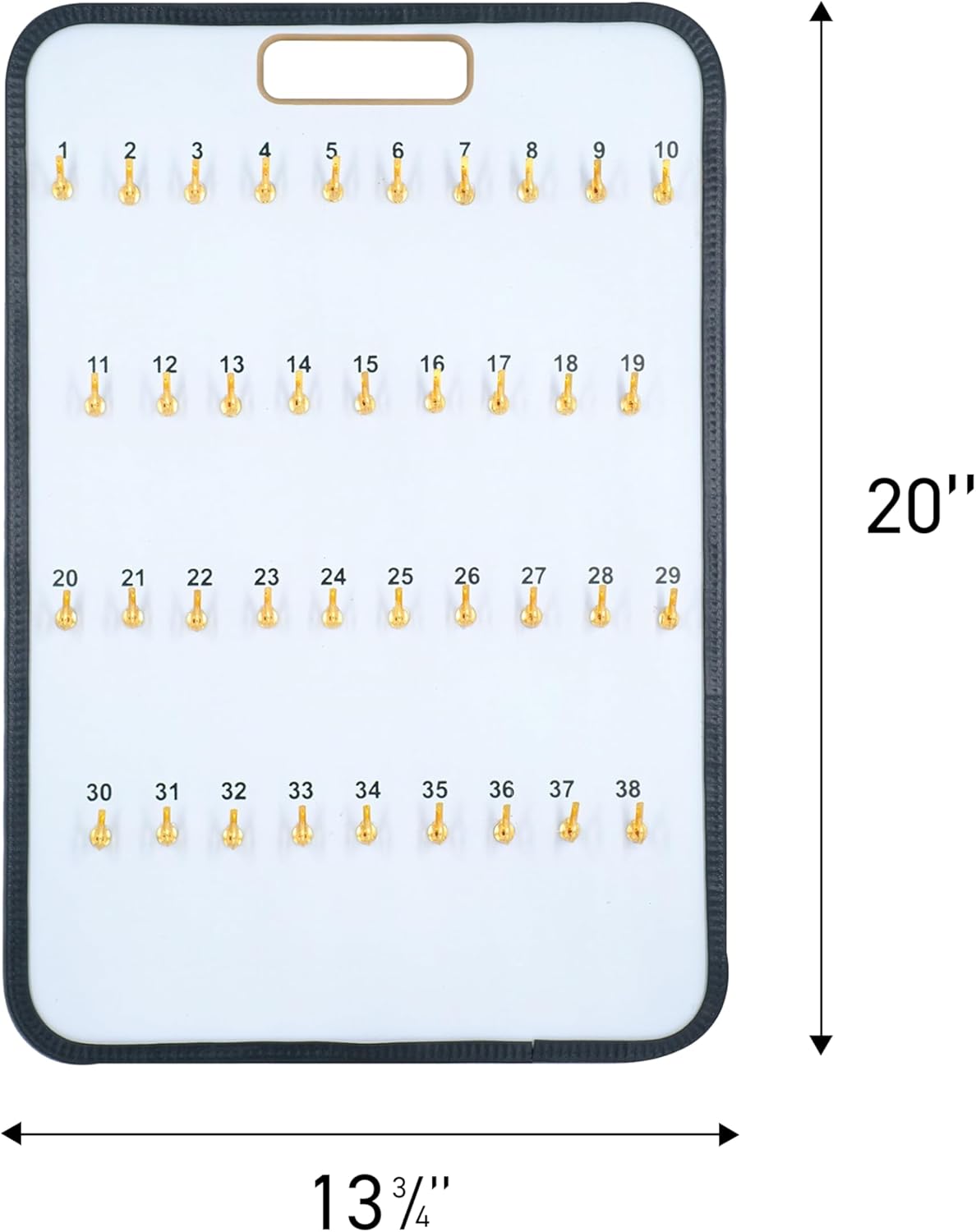 SSWBasics Key Board with Self-Closing Tabs - 38 Hooks - 13 3/4" W x 20" L