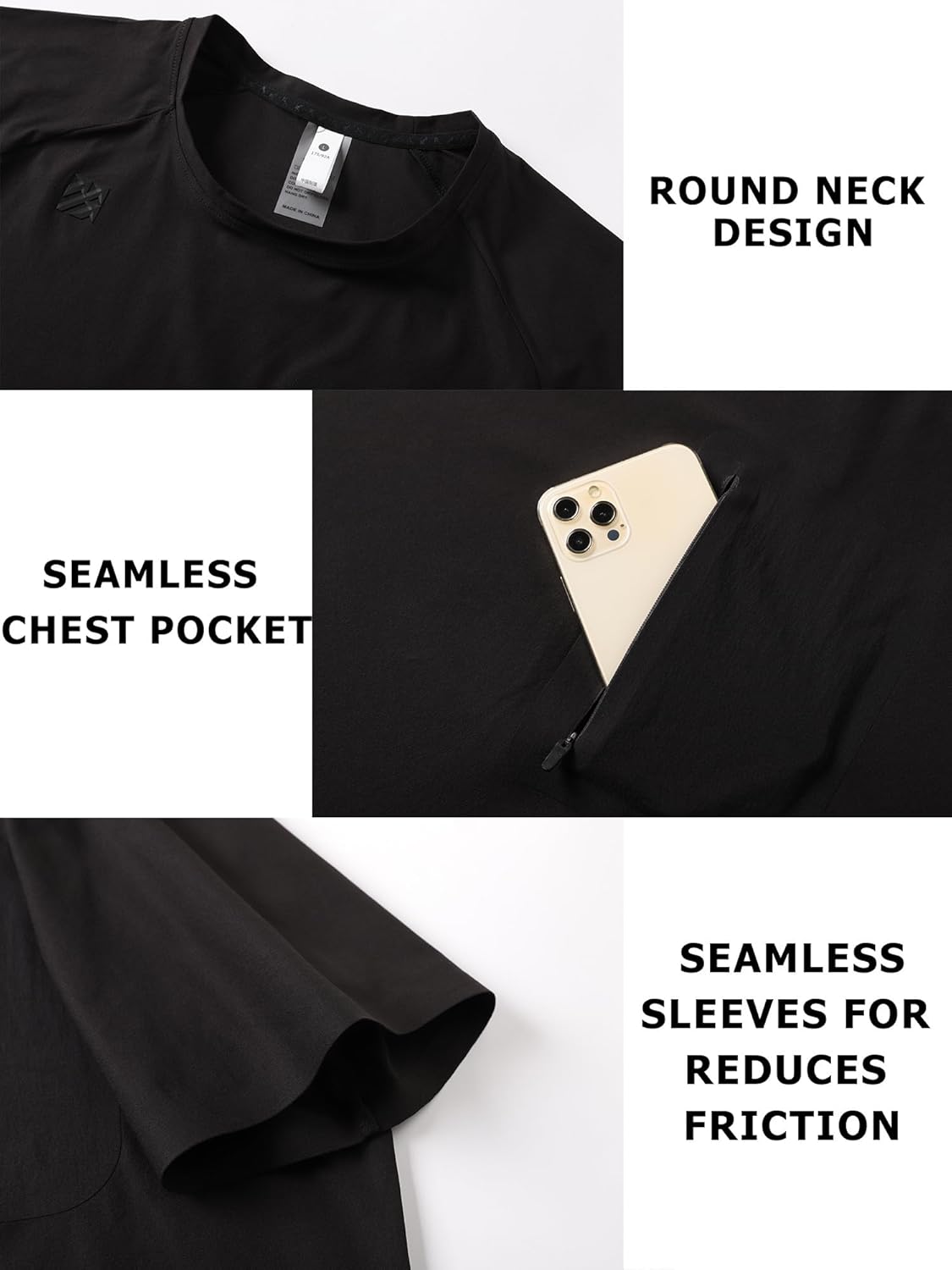 Mens Seamless Workout T-Shirts Lightweight Moisture Wicking Running Hiking Camping Tennis Pickleball Shirts for Men - Image 6