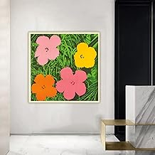 SDVIB Andy Warhol《Flowers》Canvas Oil Painting Artwork Poster Decorative Print Picture Wall Decor Home Decoration Wall Artwork 50x50cm Frameless