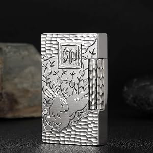 High-end Copper Flip Lighter Chinese Zodiac Metal Soft Flame Lighter Embossed Design Side Slide Wheel Ignition Lighter Refillable