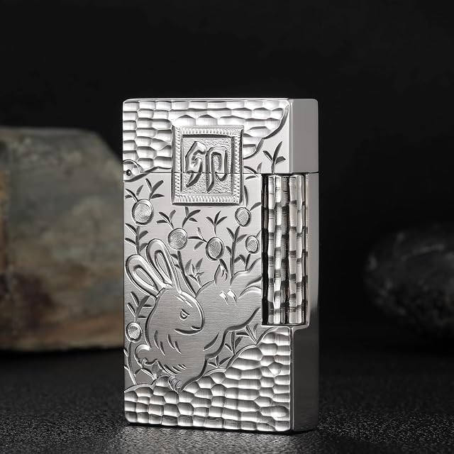 High-end Copper Flip Lighter Chinese Zodiac Metal Soft Flame Lighter Embossed Design Side Slide Wheel Ignition Lighter Refillable