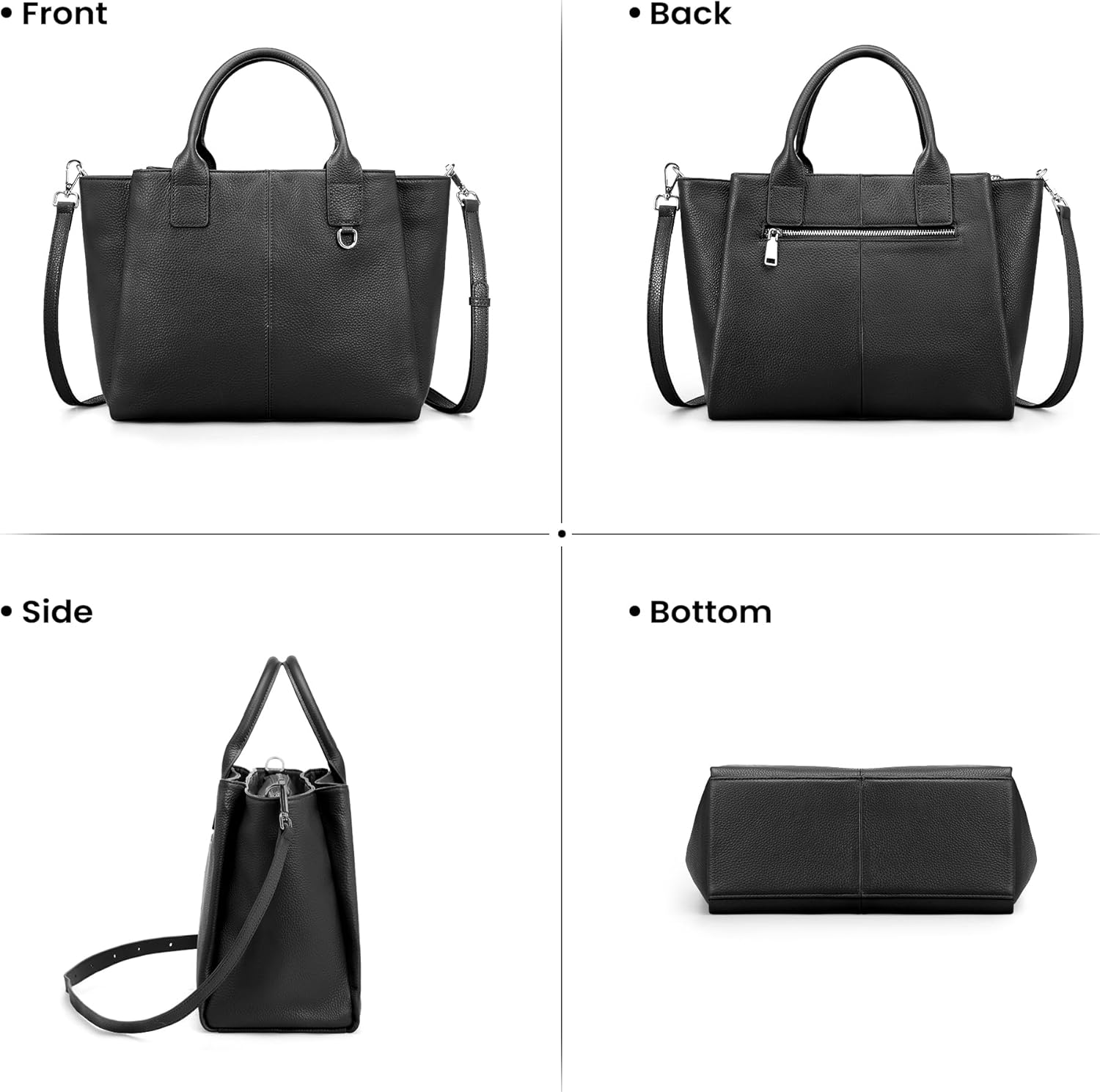 befen Genuine Leather Satchel Purses for Women, Triple Pocket Designer Medium Top-handle Crossbody tote Shoulder Handbag - Image 7