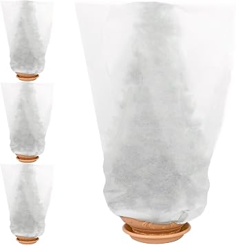 Gardeningwill Pack of 4 Plant Protection Non-Weave Fabric Sheet Cover for Winter Frost Cold Garden Greenhouse Bags 23"x31"