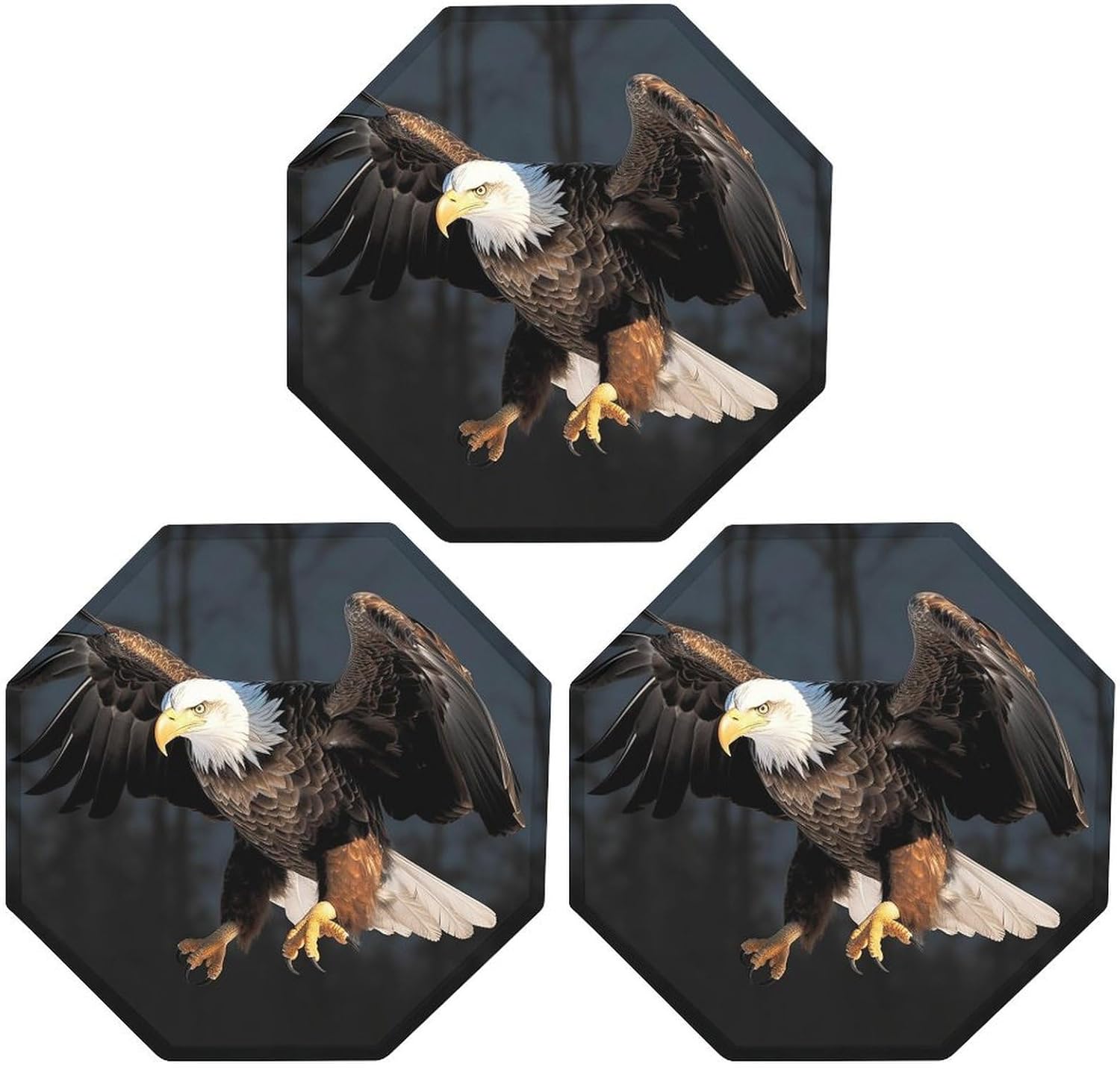 Ctagon Metal Sign for Home, Modern Display Plate for Kitchen, 3D Bald Eagle Plates Accent Hanging Wall Decorations 3PCS for Living Room, Bedroom, Hallway, Hotel