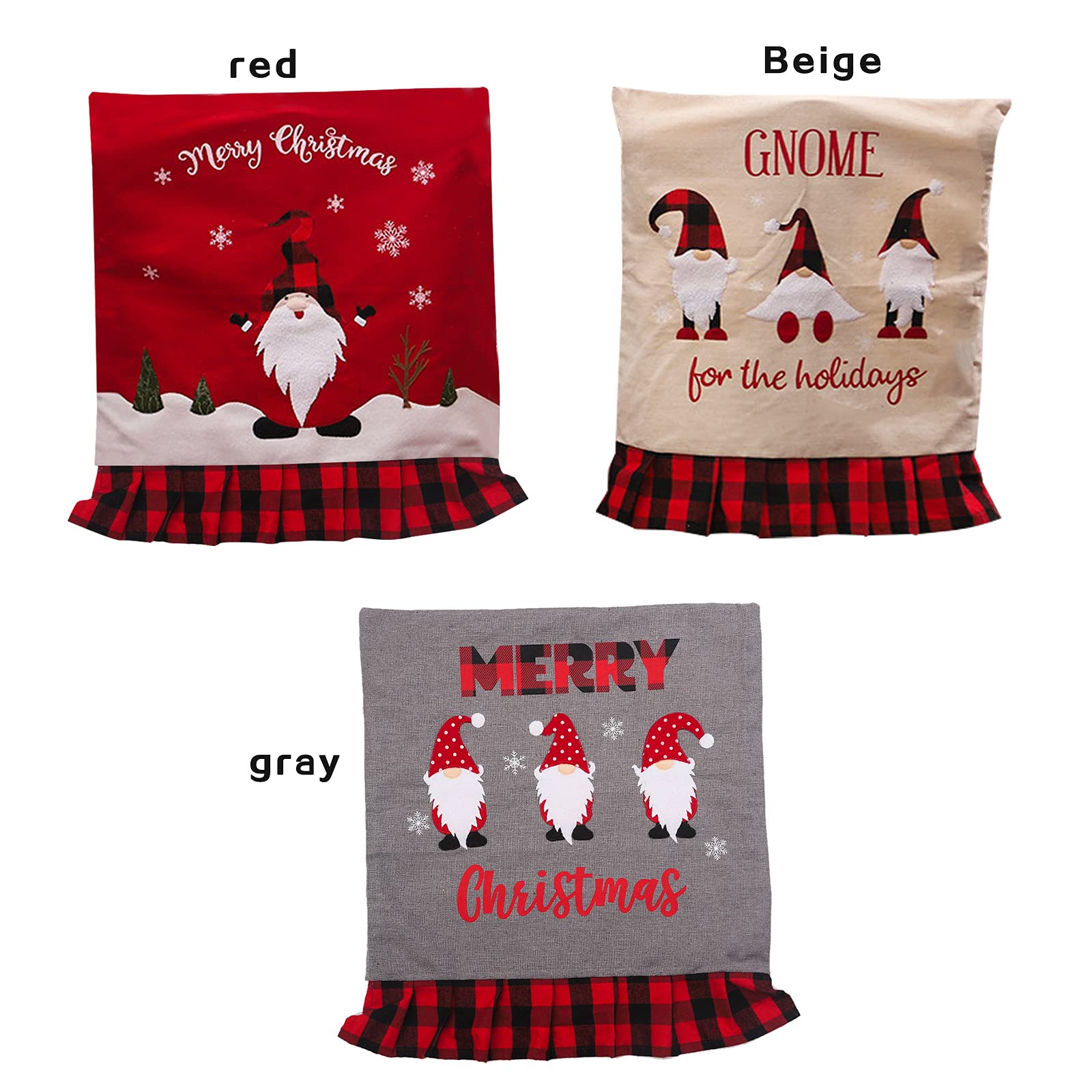 Juego de 3 fundas de silla de Navidad, para muñecas sin rostro, fundas para sillas de Navidad, para banquetes de Navidad, decoración de comedor o comedor