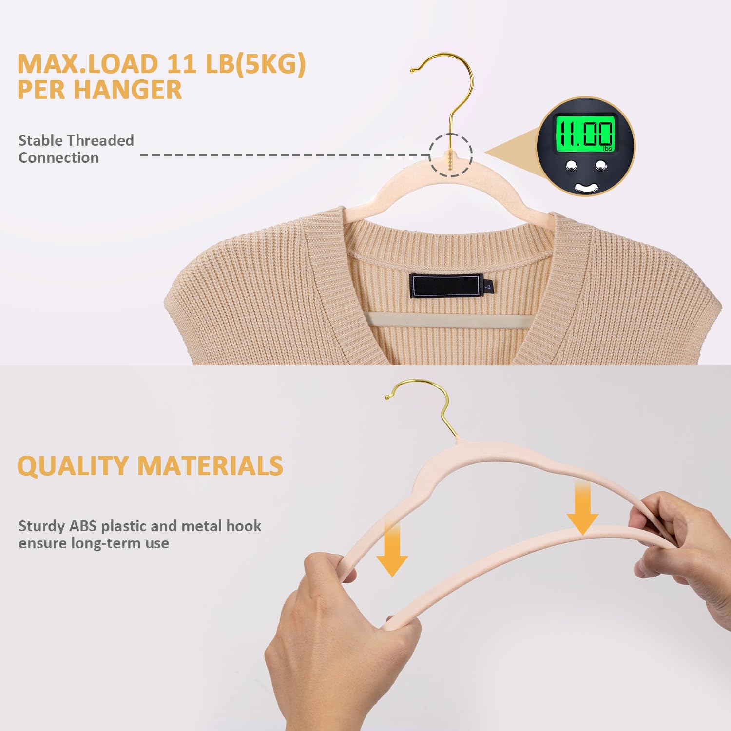Samt-Kleiderbügel, 30 Stück, mit 360° drehbarem goldfarbenem Haken, rutschfest und platzsparend, 0,5 cm dick, 45 cm lang, für Mantel, Hemd, Kleid, Hosen – Rosa