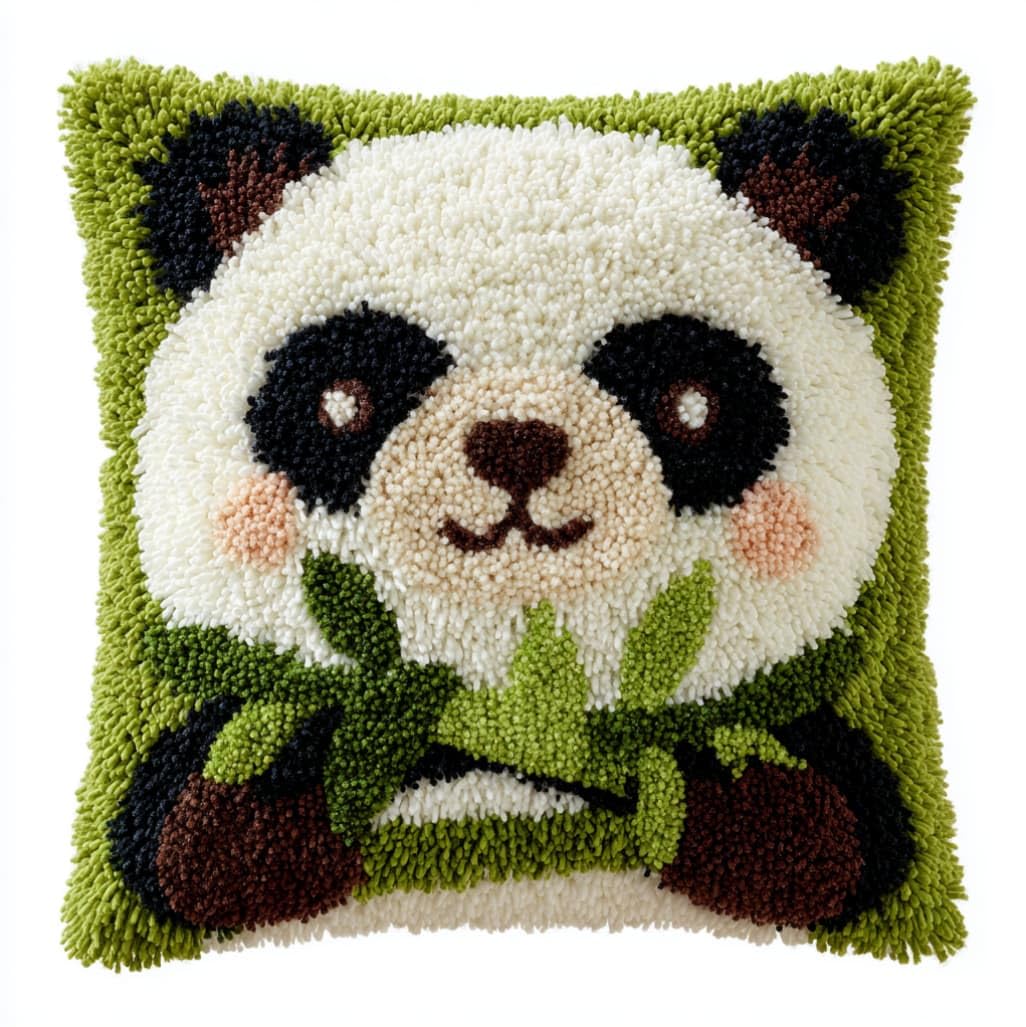 AxiangziK Latch Hook Cushion Kit 17x17in,Cute Panda
