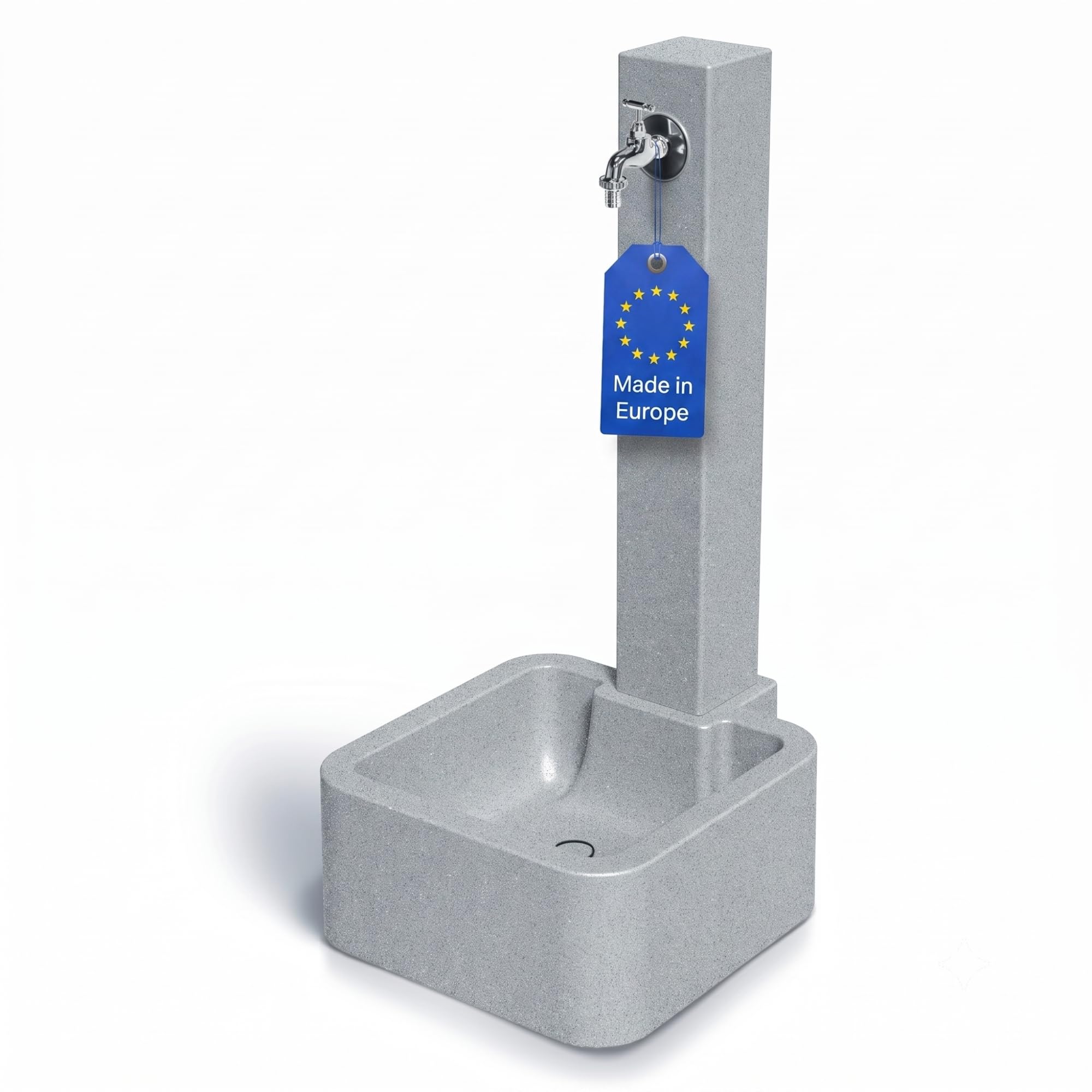 YourCasa Rivano Colonne d'eau de jardin avec bac de récupération 96 cm – Colonne d'eau de jardin aspect pierre, fontaine à eau avec robinet 1/2", résistante aux UV, fabriquée en Europe