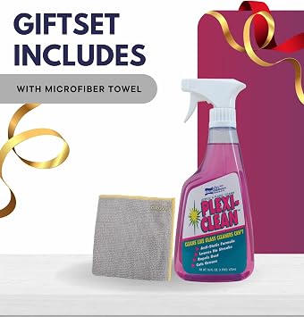 Plexi-Clean Acrylic and Plastic - Anti-Static Formula - Plexus Plastic Cleaner Spray - Cuts Grease & Grime - Plexiglass, Fiberglass, Vinyl Surface Cleaner - Acrylic Shower Cleaner - 13 oz