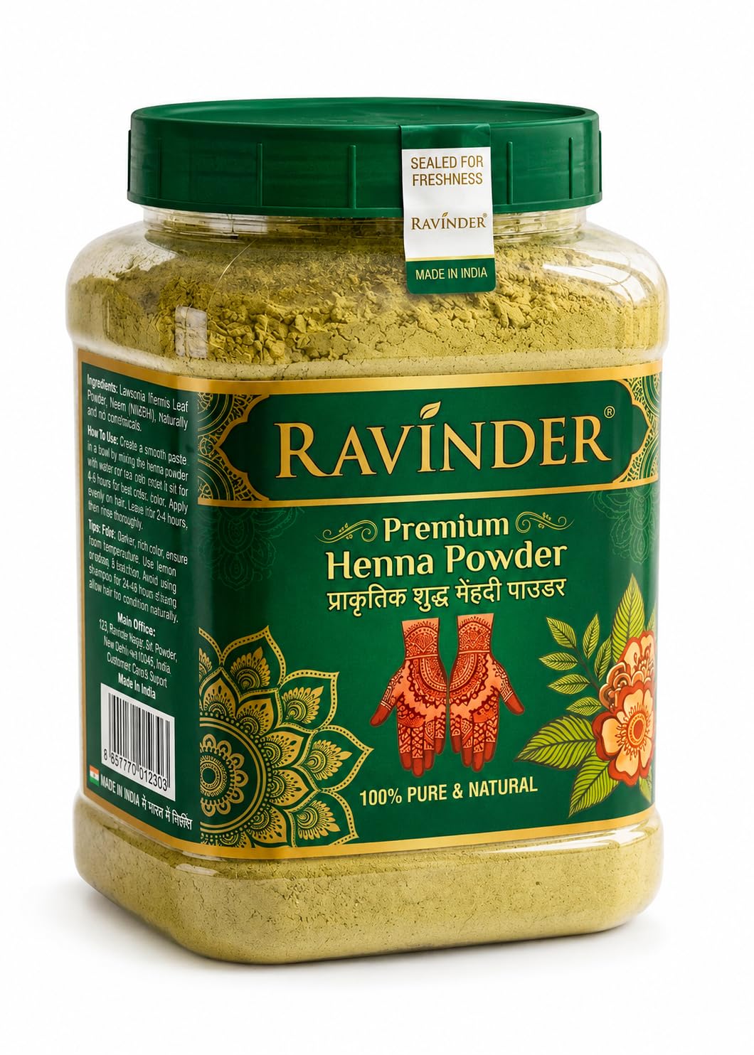 RAVINDER Premium Rajasthani Henna Powder 250g | 100% Pure Herbal Powder | Chemical Free | Suitable for Hair & Hands | Made in India-picture-12
