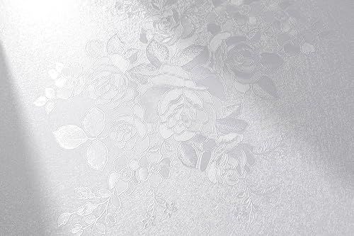 Papel tapiz blanco con textura floral de 17.7 x 118.1 pulgadas, papel de contacto blanco en relieve, papel tapiz autoadhesivo para revestimiento de