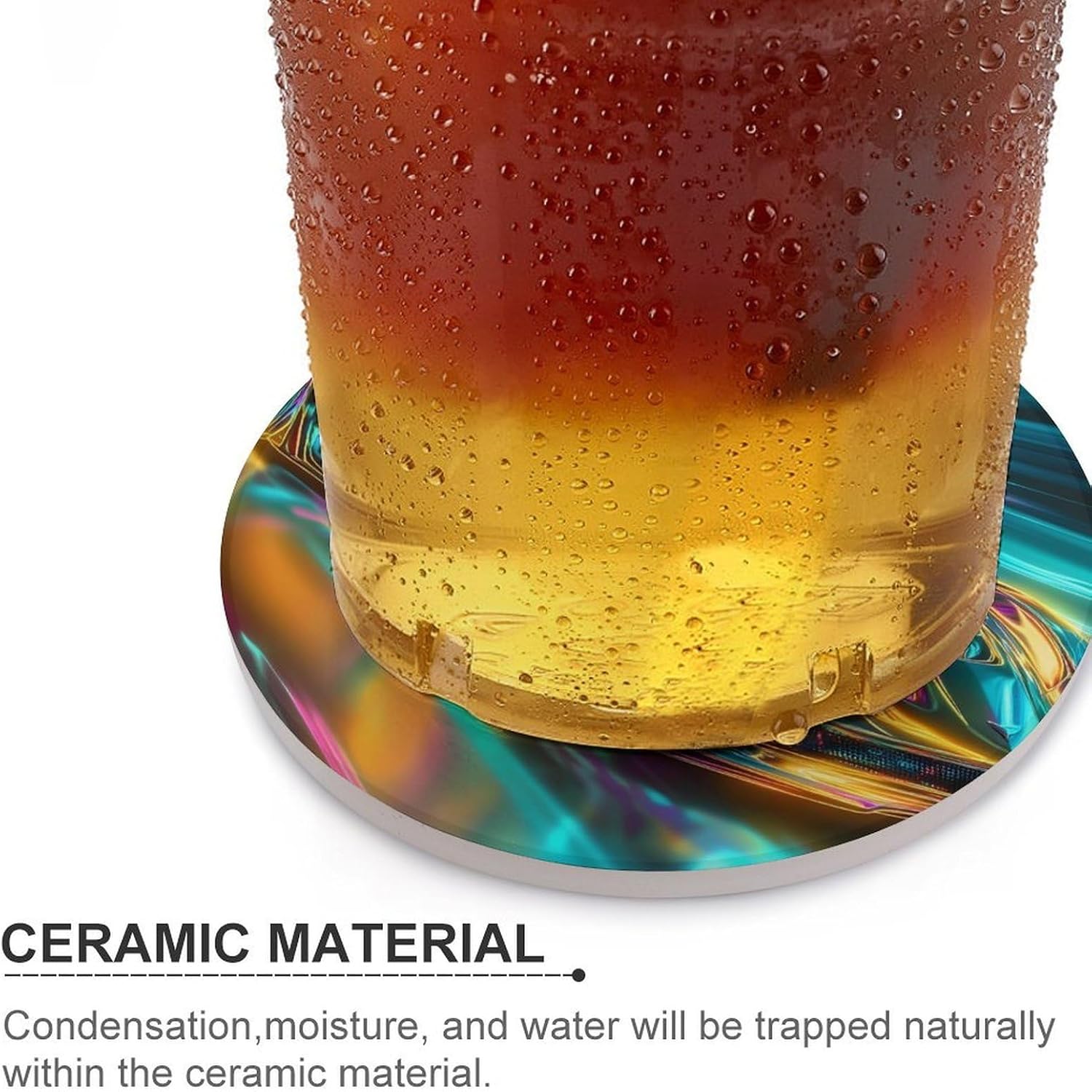 Colorful Glowing Racing Car Funny Round Ceramic Coasters for Drink Absorbent Cup Holders Tabletop Protection