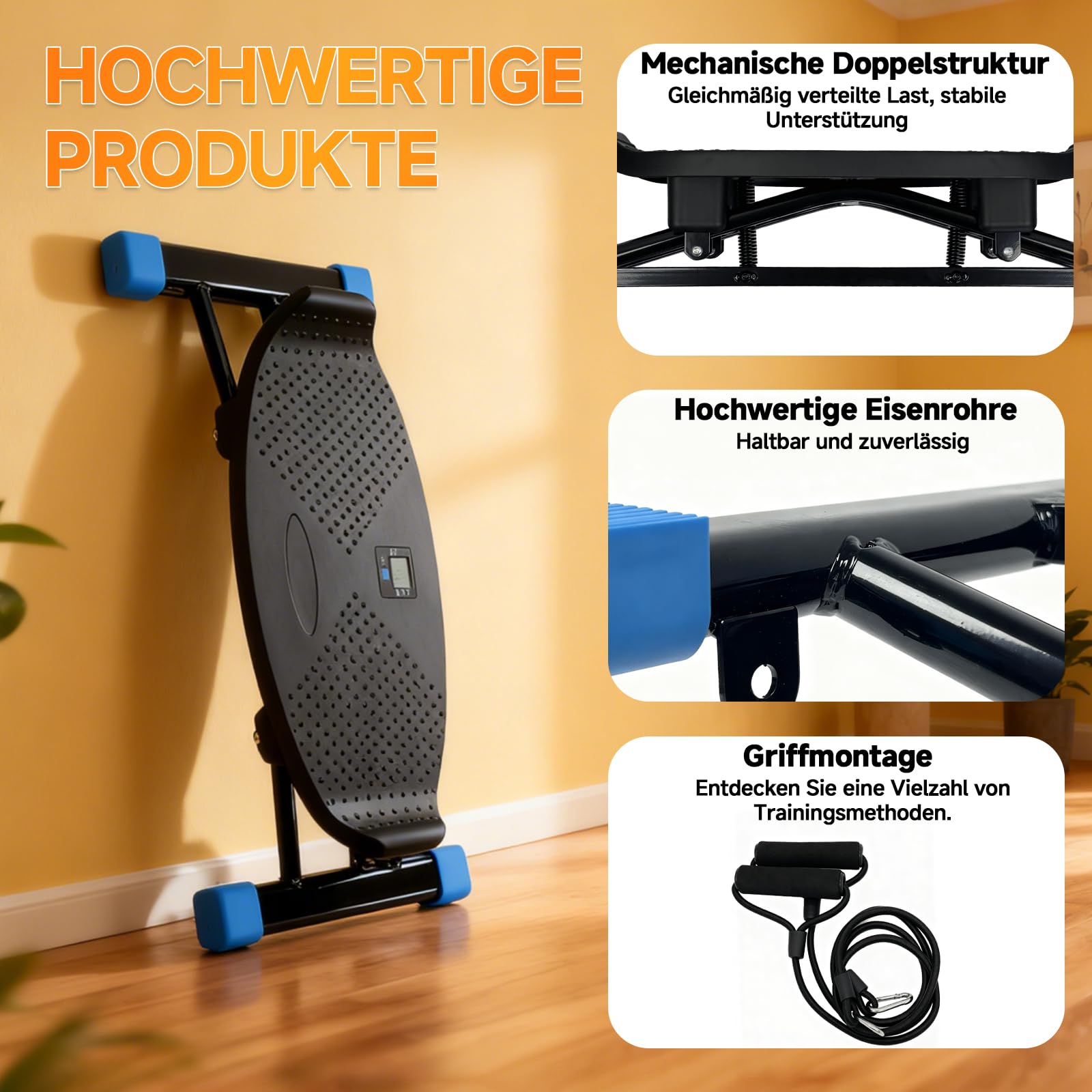 Balance Trainer Simulierte Skimaschine Widerstandsbasiertes Aerobic-Laufband Tragbarer Stepper trägt 136 kg leises Ganzkörper-Trainingsgerät mit LED-Anzeige