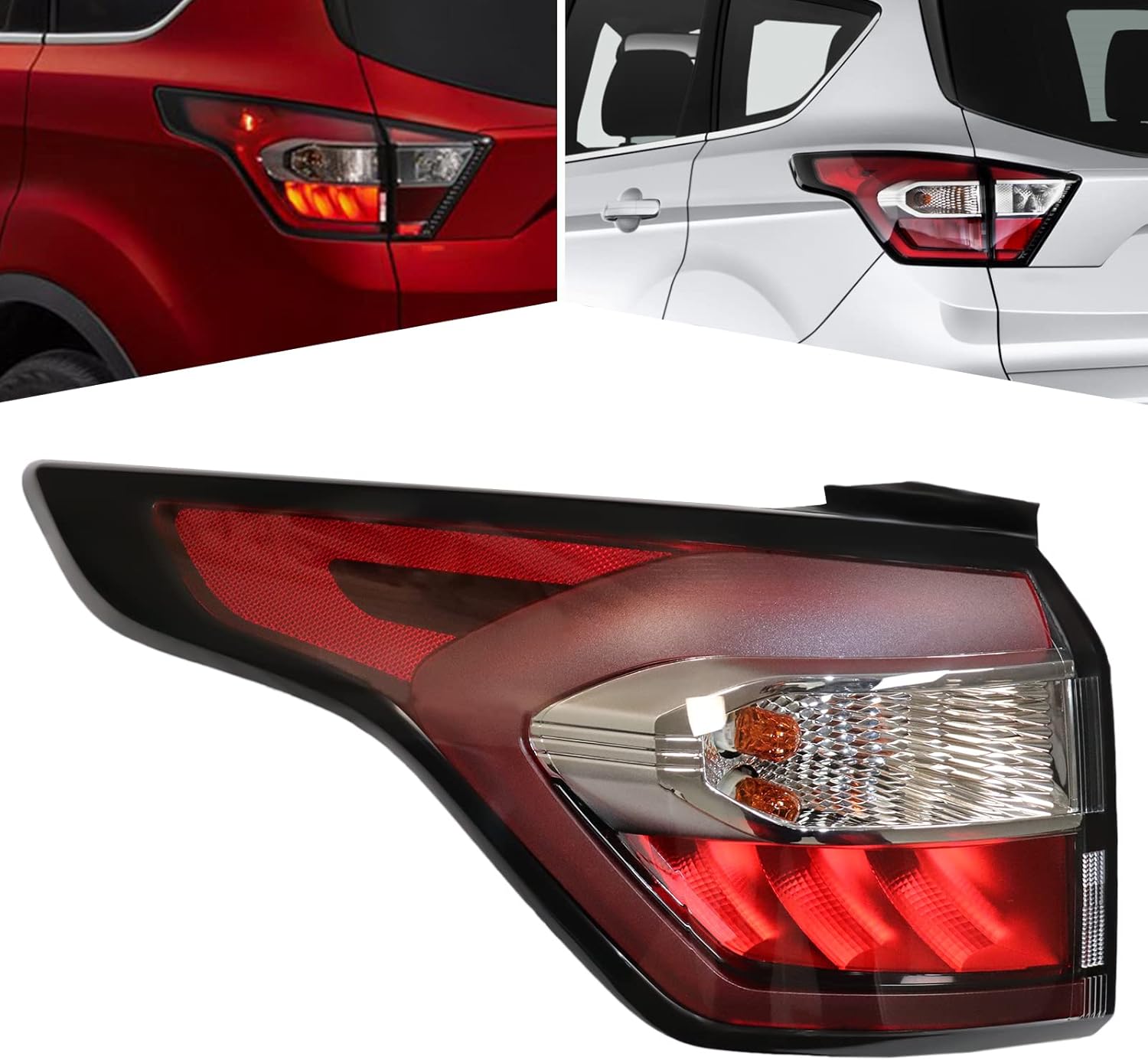 Tail Lights Rear Brake Lamps, Halogen Outer Tail Lights, For 2017 2018 2019 Ford Escape Kuga (Driver Side)