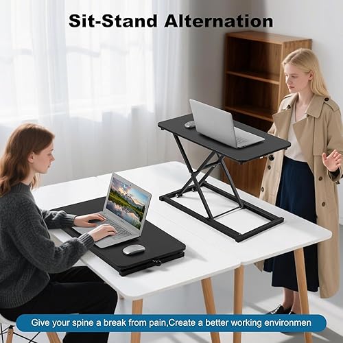 Miniatura 3 de Convertidor de escritorio de pie ajustable en altura, soporte de teclado de computadora para escritorio, elevador de teclado para elevador