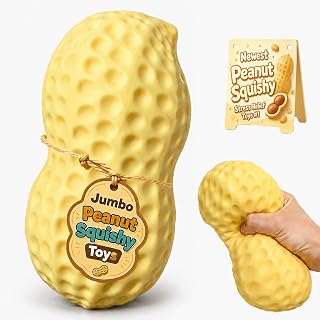 7IN Peanut Squishy Squeeze Toy,Slow Rising Stress Balls,Sensory Fidget Toy | Jumbo Realistic Peanut Squishies,Anxiety Relief Squishy Toy for Adults Kids Autism,Boy Birthday Christmas Party Favor Gift