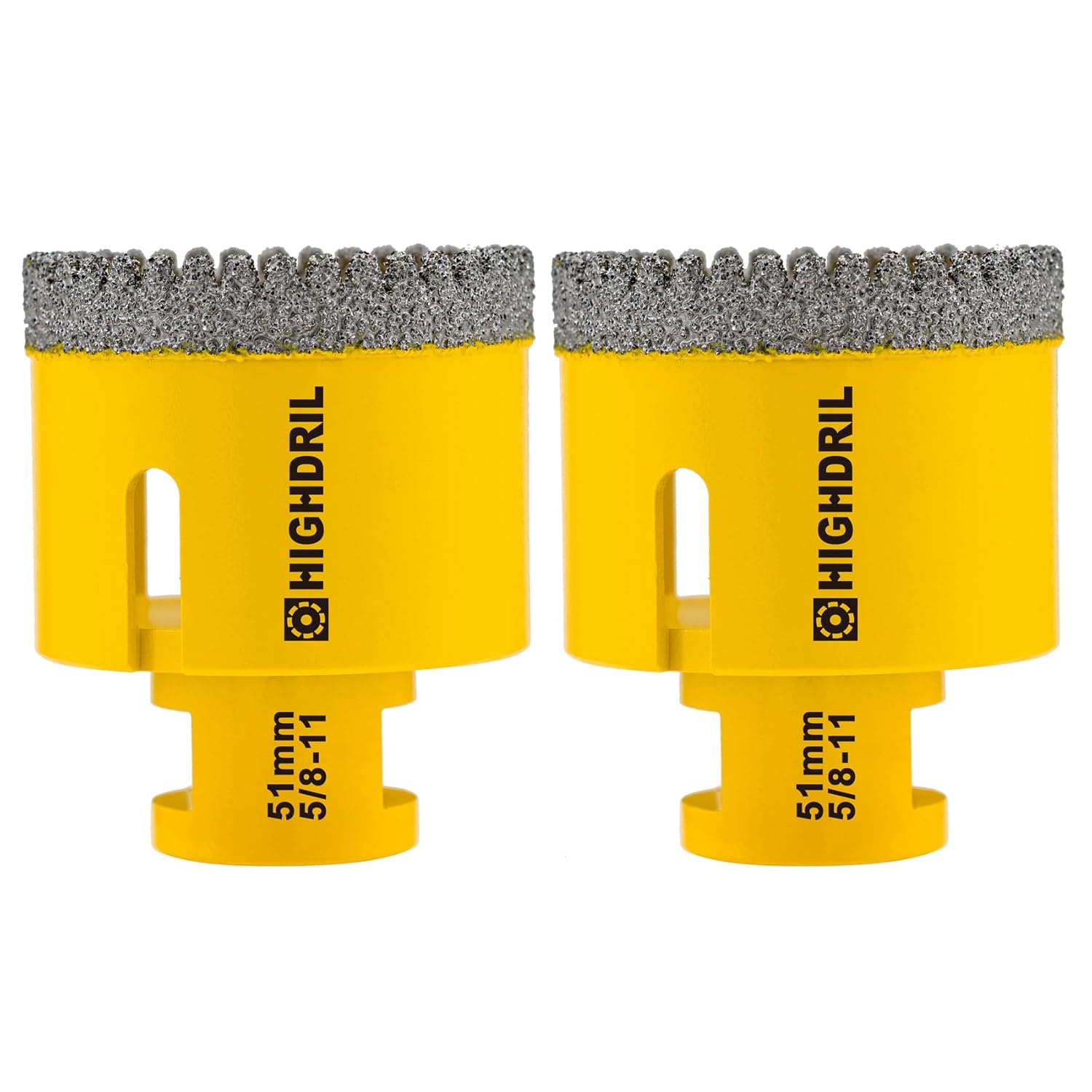 HIGHDRIL Diamond Core Drill Bit - 2pcs 1-3/8"(35mm) with 5/8-11 Thread Dry Drilling Hole Saw for Porcelain Tile Ceramic Granite Marble Stone Masonry Brick (Serrated Blade)