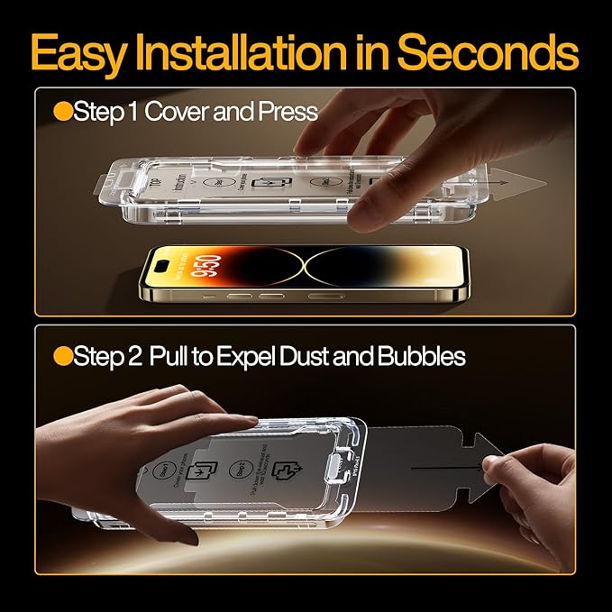 SMARTDEVIL 3-Pack Screen Protector for iPhone 14 Pro Max with 3-Pack Camera Lens Protector, Clear 9H Tempered Glass Film, Super Fast Installation (Dust-Free & Bubble-Free), Alignment Tool