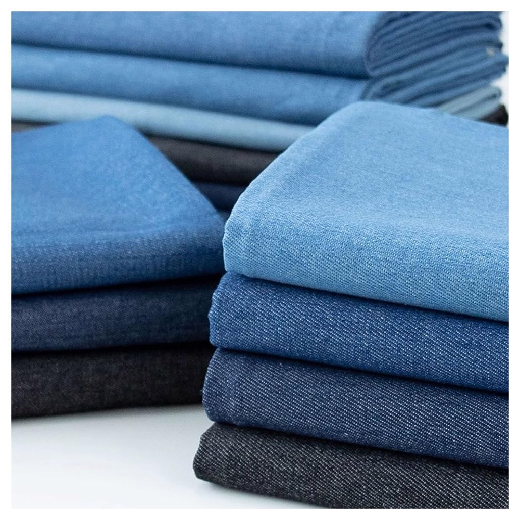 Tela Vaquera Lavada Por Metro 150cm De Ancho 100% Algodón Tela De Vestir Ligera Para Ropa Costura De Manualidades No Elástica(Color:Azul)