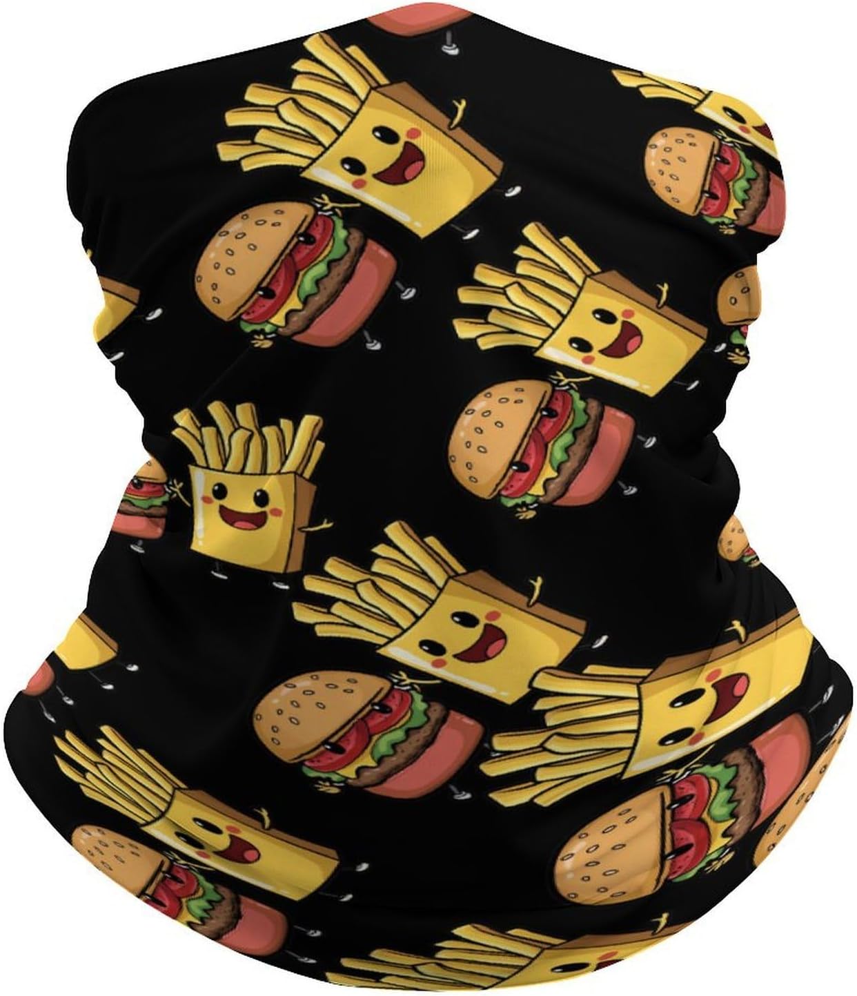 Cute Hamburger French Fries Face Cover Neck Gaiters for Men Women Sun Protection Mask Scarf Hiking Bandana