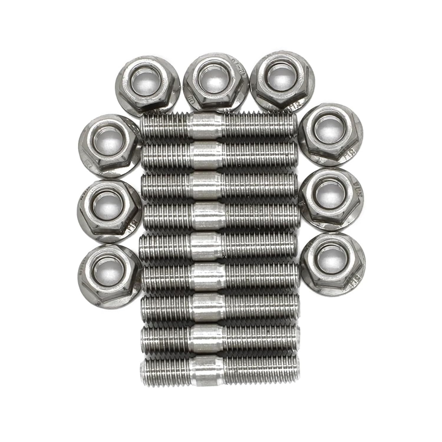 M8*40 Exhaust Manifold Stud for Integra V3 B D Series Stainless Steel Stud Serrated Bolts Nut Screw(18 Sets)