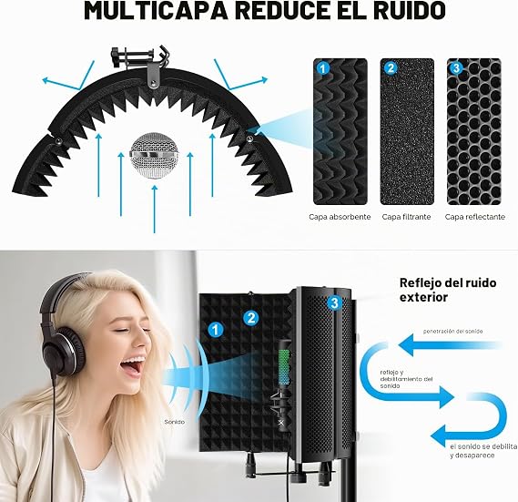 Aokeo Professional Studio Recording Microphone Isolation Cover, Pop Filter. Suitable for Any Capacitive Microphone Recording Device (AO-504)