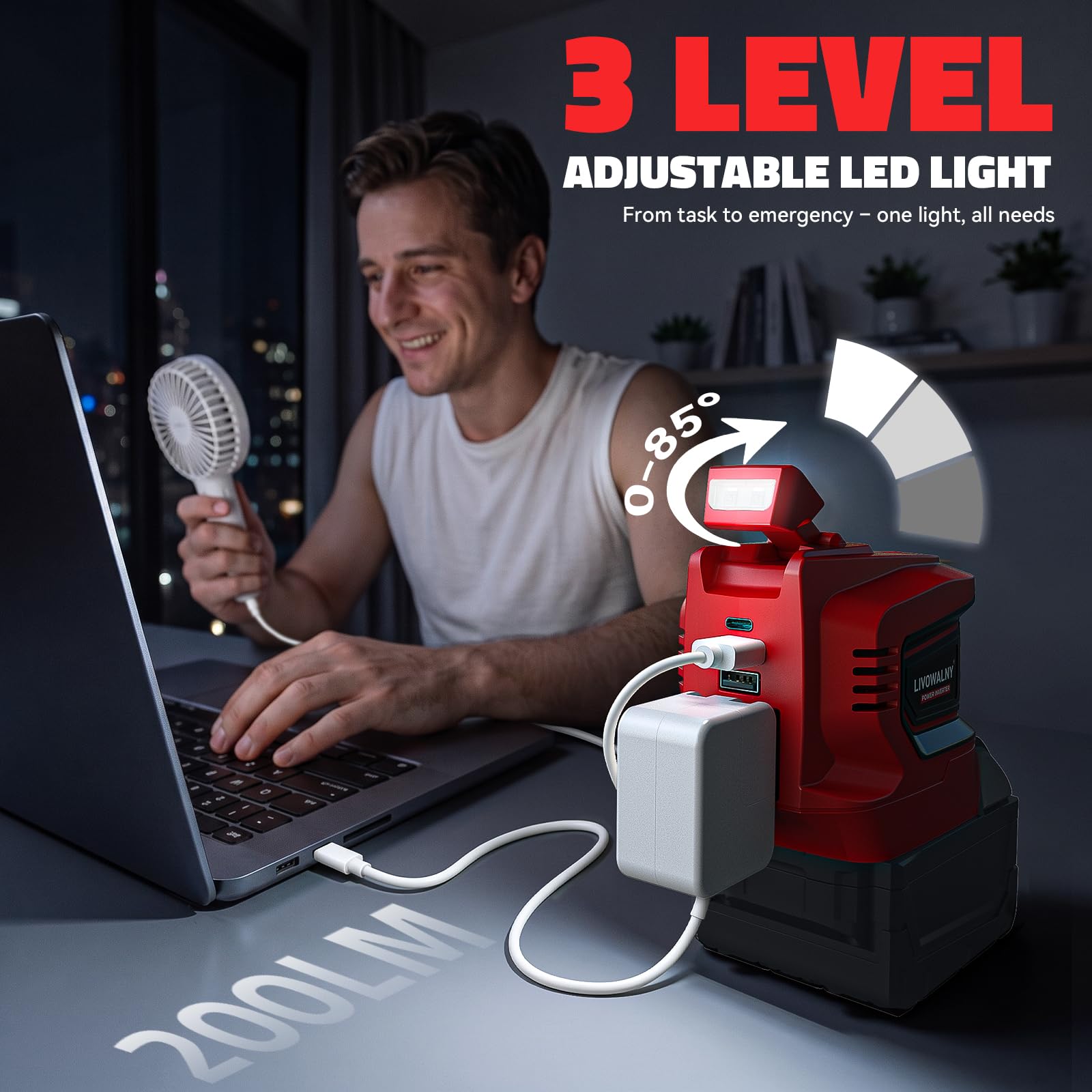Falownik 200 W do akumulatora Milwaukee M18 DC 18 V na AC 110-120 V DC 110-120 V, przenośny generator stacji zasilającej, adapter ładowarki z gniazdem elektrycznym z 2