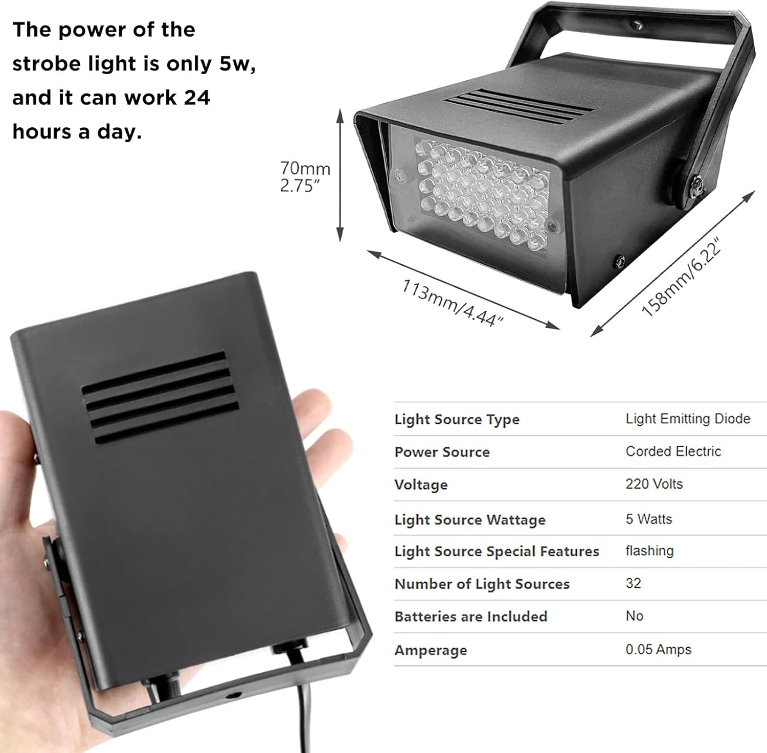 2Pack Disco Strobe Light for Party 32 Led Mini Strobes Lights for Parties, Plug in Strobe Lights Halloween Haunted House for Room, Evictor Strobe Light for Outside Attic Rodent Squirrels Rat