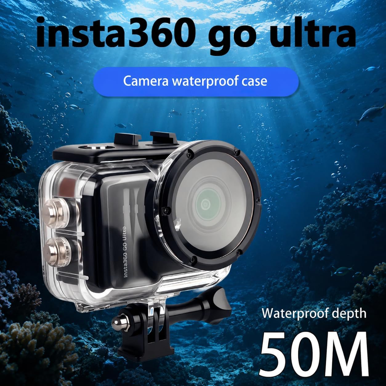 Underwater Waterproof Diving Case for Insta 360 Go Ultra, UP to 164FT/50M Underwater Invisible Dive Protective Cover