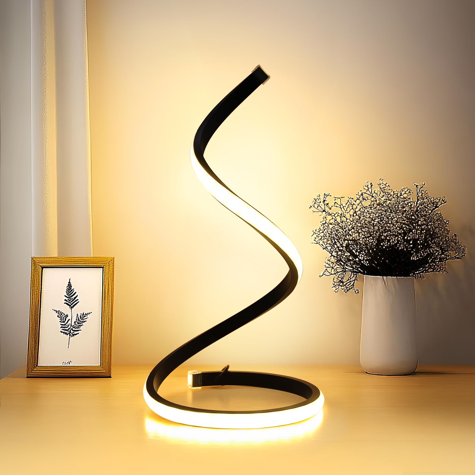 AManLife Table Lamp, 3 Colours 5 Brightness Levels Dimmable LED Bedside Lamps, Desk Lamp Suitable for Bedrooms Living Rooms Offices, Bedside Lamp Creative Gift(USB + UKplug + Night Light Button)