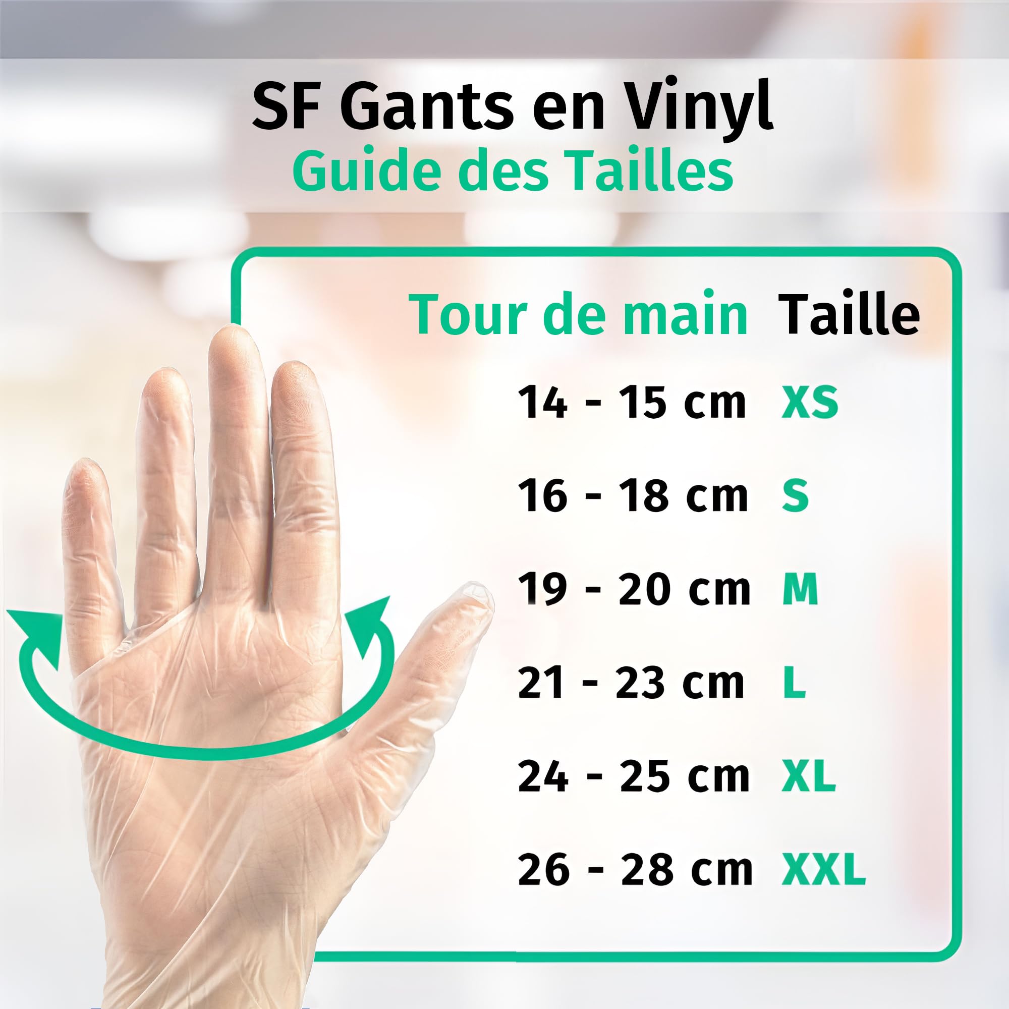 SF Gants vinyle taille S – 1000 (10х100) gants jetables, non poudrés, sans latex, usage médical, ménage, cuisine, tatouage et protection