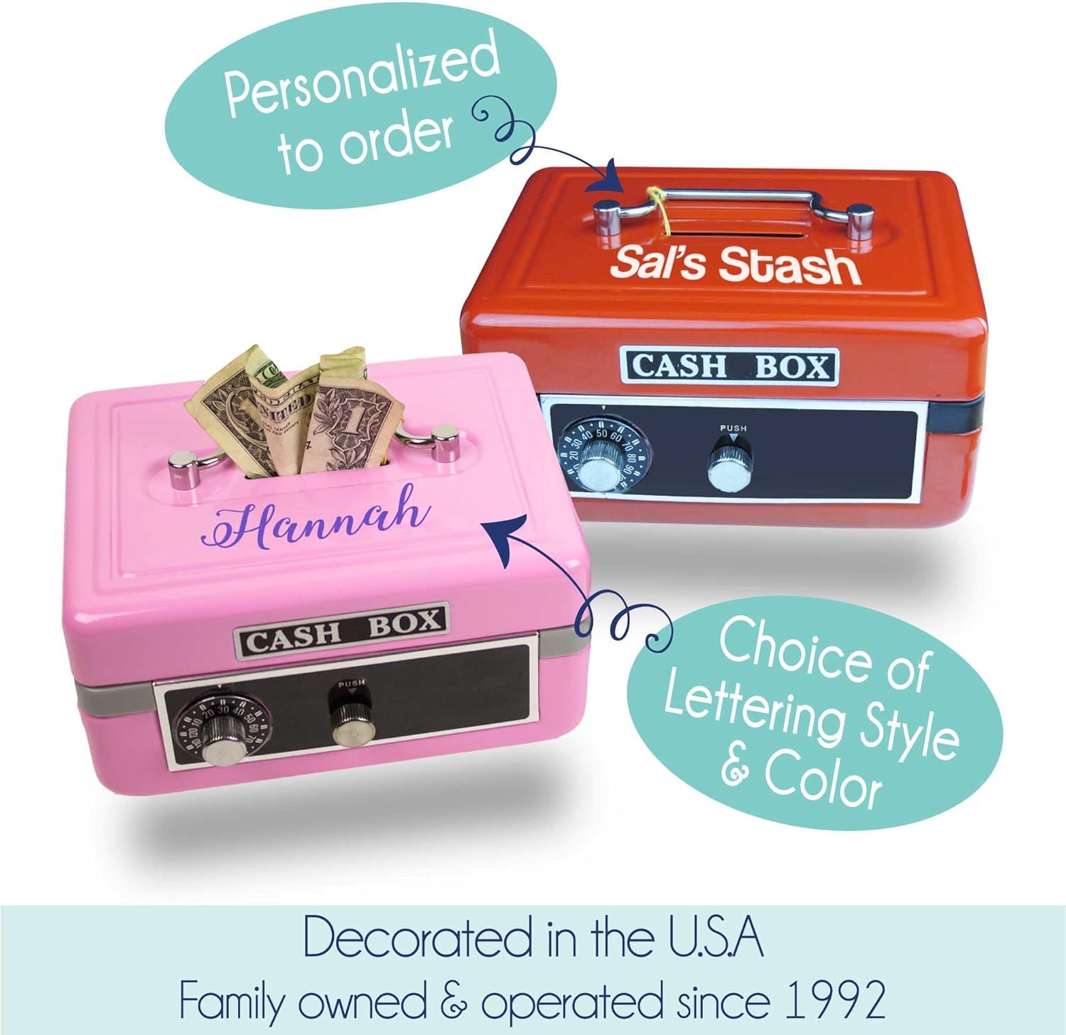 My Bambino Personalized Pink Dog Childrens Blue Cash Box | Personalized Kids Gift