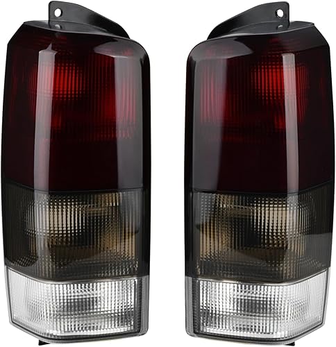 Compatible con lente de luz trasera de freno trasero y conjunto de carcasa, repuesto de humo rojo/negro para Jeep Cherokee 1997-2001 [CH2800128