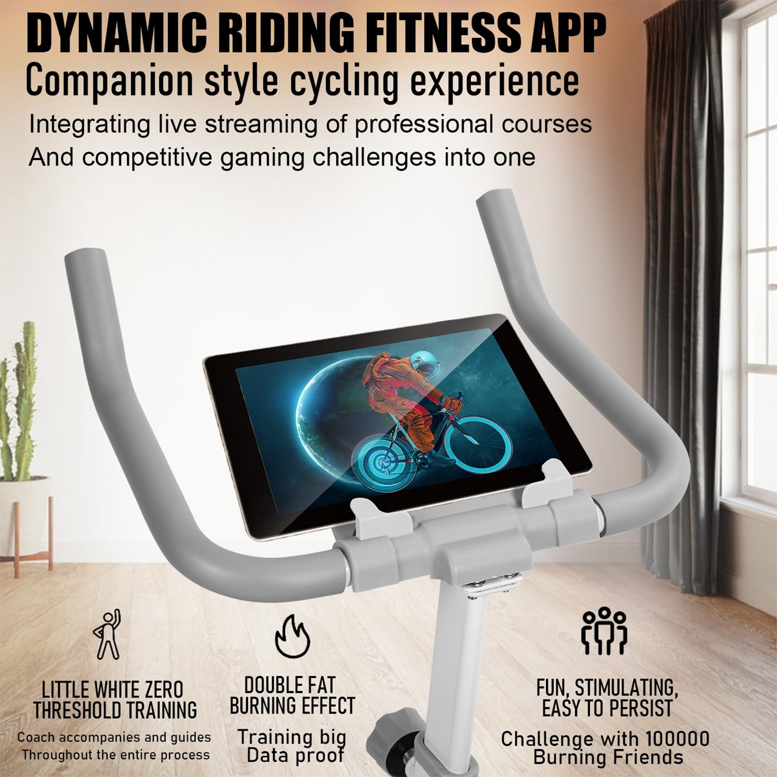 Rower stacjonarny, magnetyczny rower stacjonarny, rower treningowy, pionowy rower fitness, do domu, na siłownię, trening z hamulcem, uchwyt na telefon, wygodna poduszka do siedzenia