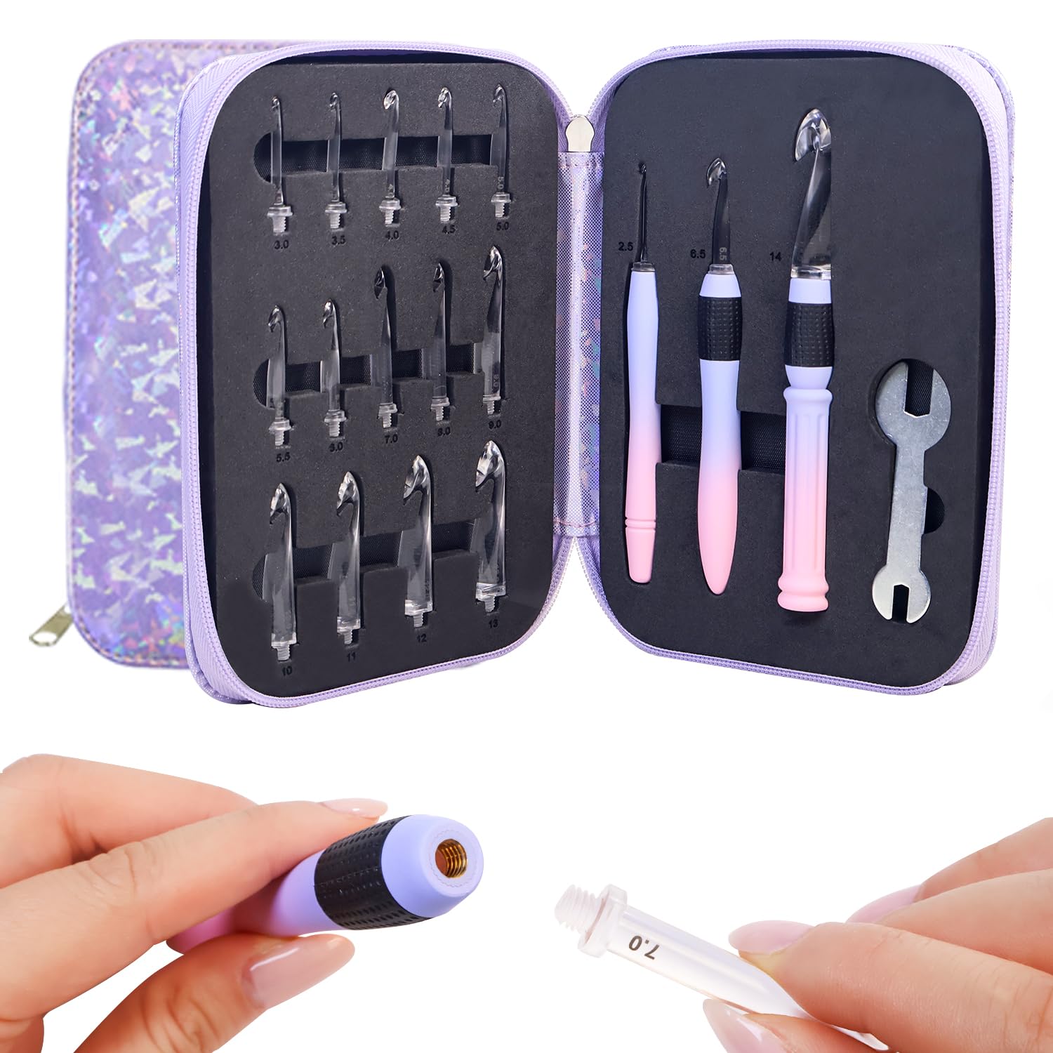 Lewhoo Ergonomic Crochet Hooks - 18 Sizes -9 Lewhoo Ergonomic Crochet Hooks - 18 Sizes -9