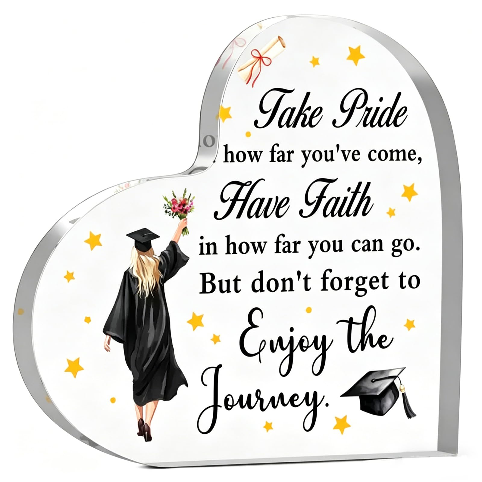 Graduation Plaque,Graduation Heart Acrylic,Inspirational Gifts Student University College Middle High School Graduate Souvenir for Senior Students,For graduations,Parties and Gathering