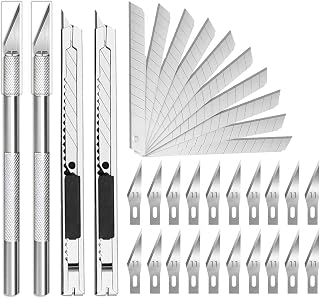 34 Pack Craft Knife, Utility Knife Box Cutters with 30 PCS Spare Exacto Knife Blades Kit for Office, Home, Paper Knife, Arts Crafts, Scrapbooking, Hobby