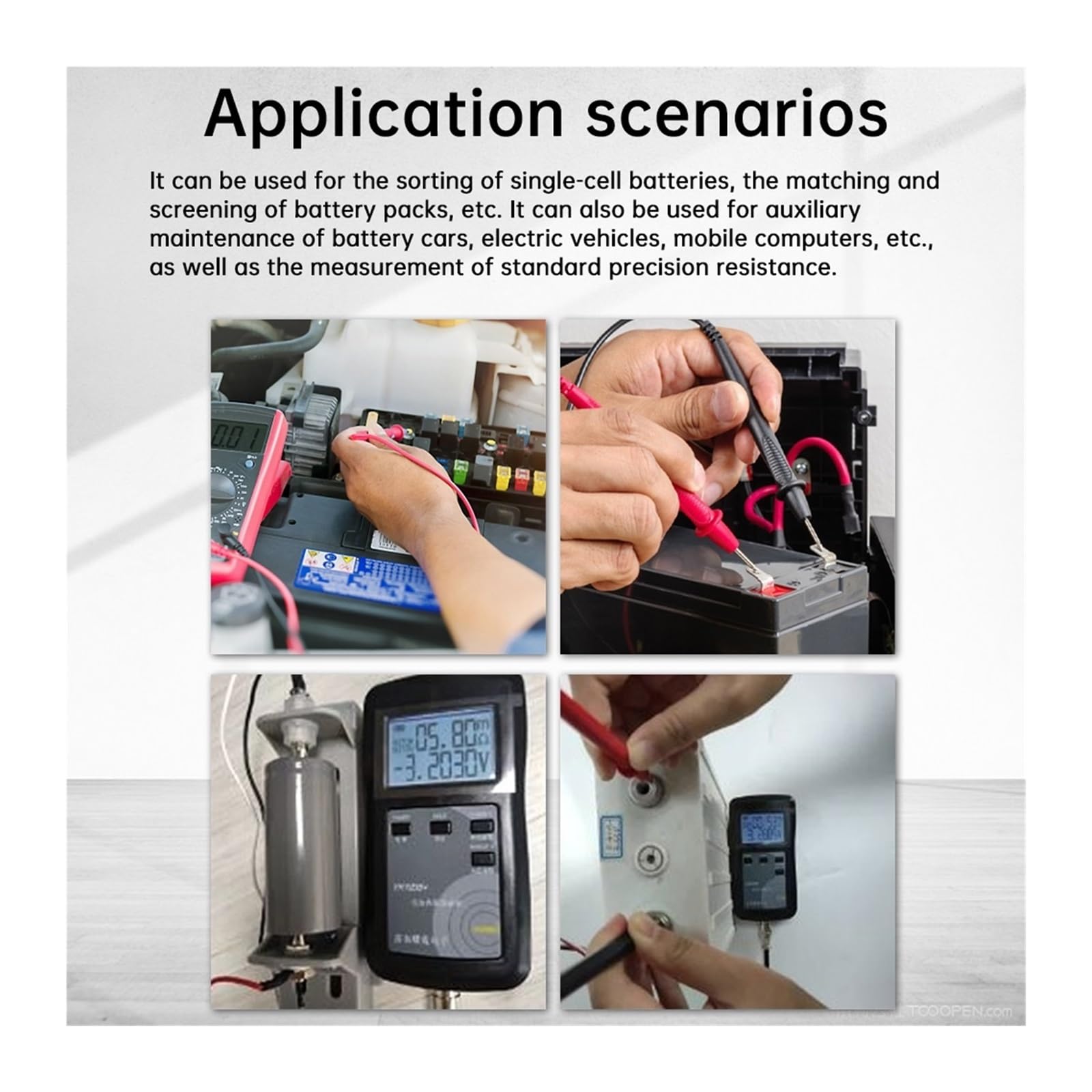 YR1035 Innenwiderstandstester For Lithiumbatterien, DC 100 V, Hochpräziser Batterietester, 4-adriges Widerstandsprüfgerät Für Haushaltssteckdosen, Sicherungen, Batterien