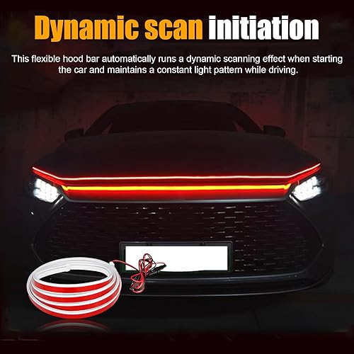 Miniatura 10 de Dickno Tira de luz para capó de automóvil de 79 pulgadas, tira de luz diurna flexible y dinámica, tira de luz LED impermeable con protección de