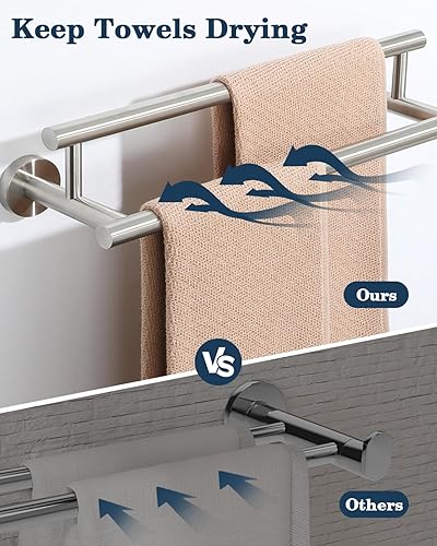 Miniatura 3 de Alise GYT6902-400-LS - Toallero doble de acero inoxidable SUS304 para baño, toallero de 16 pulgadas, de acero inoxidable, GYT6902-400-LS de níquel