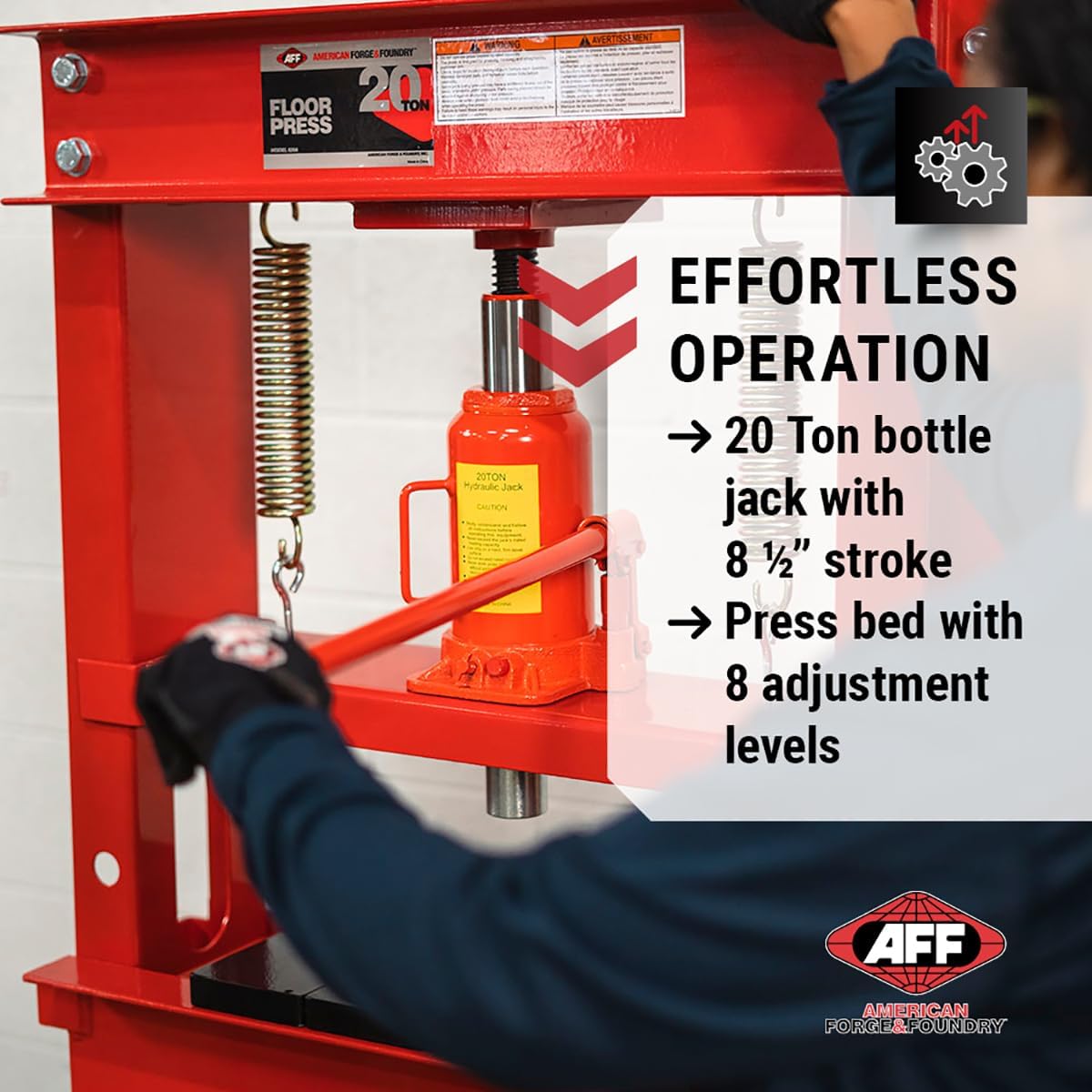 Effortless operation of the hydraulic jack